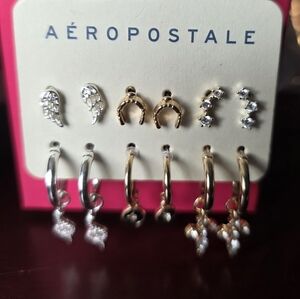 Aeropostale Mixed Metal Silver and Gold Earring Set